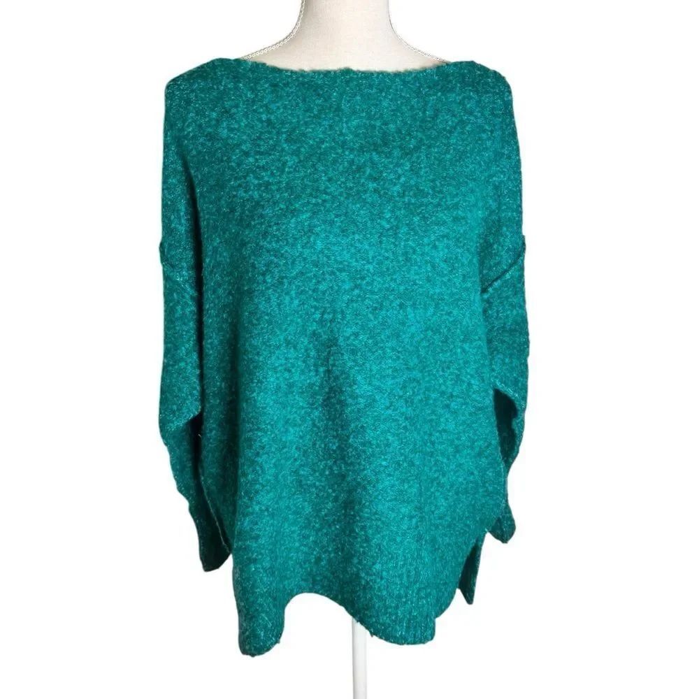 Free People Moira Oversized Sweater in Turquoise XS - Picture 2 of 6